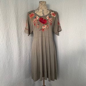 Johnny Was Burke T-shirt Floral Embroidery Dress